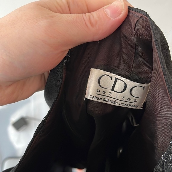 Y2K 1990’s Caren Desiree Black A Line Lace Open Back Cocktail Dress 8 Petite - Picture 2 of 5